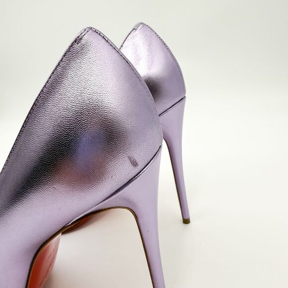 Christian Louboutin Kate 100 Metallic Leather Purple Heels EU 40 US 10 Pumps - Picture 6 of 13